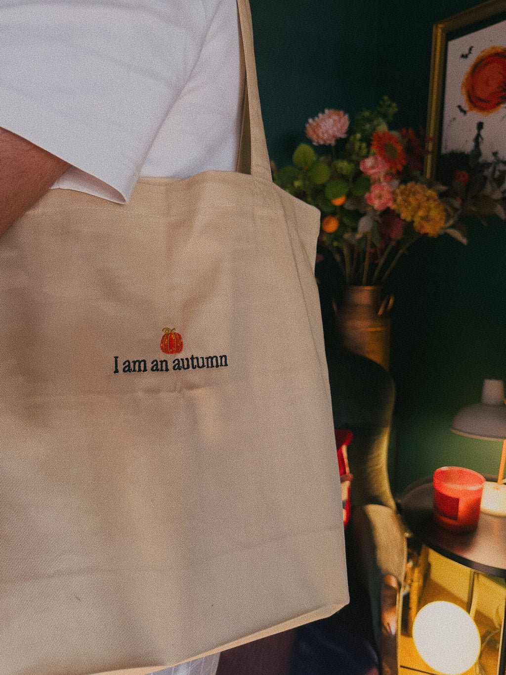 I am an autumn | Embroidered Tote Bag, Natural