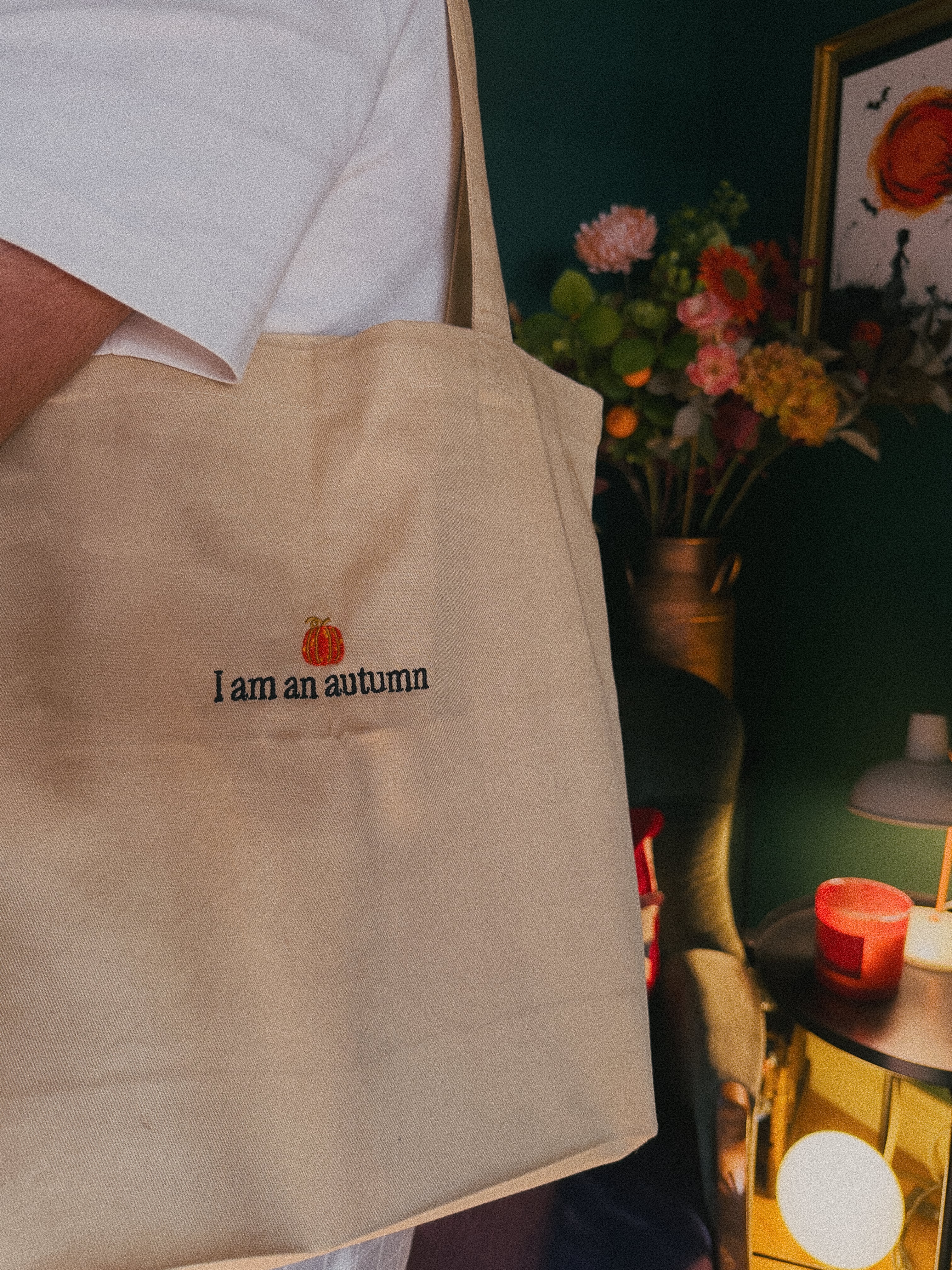 I am an autumn | Embroidered Tote Bag, Natural